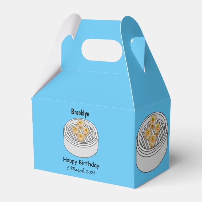 Shumai dim sum cartoon illustration favor boxes (Front Side)