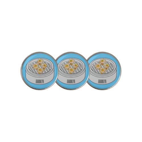 Shumai dim sum cartoon illustration golf ball marker