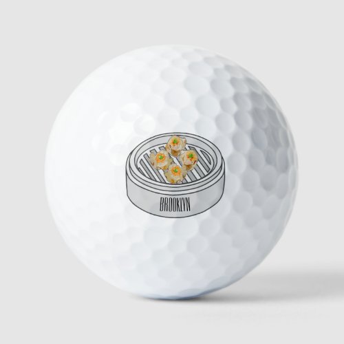 Shumai dim sum cartoon illustration golf balls