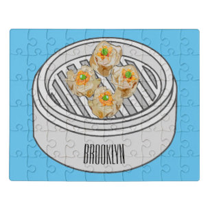 Shumai dim sum cartoon illustration jigsaw puzzle