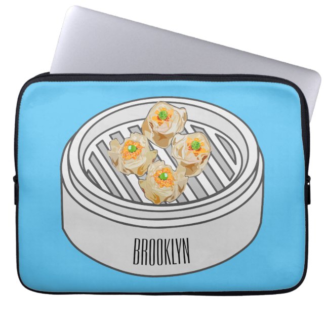 Shumai dim sum cartoon illustration laptop sleeve (Front)