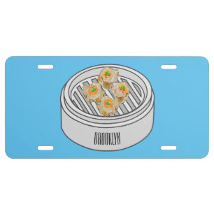Shumai dim sum cartoon illustration license plate