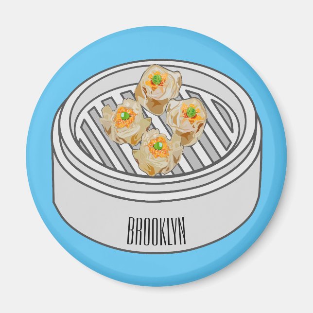 Shumai dim sum cartoon illustration magnet (Front)