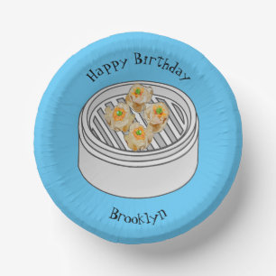 Shumai dim sum cartoon illustration paper bowls