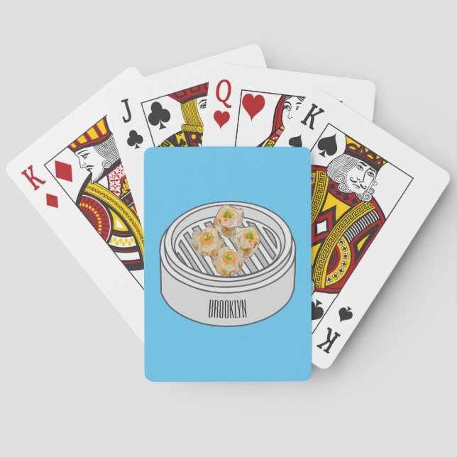 Shumai dim sum cartoon illustration poker cards (Back)