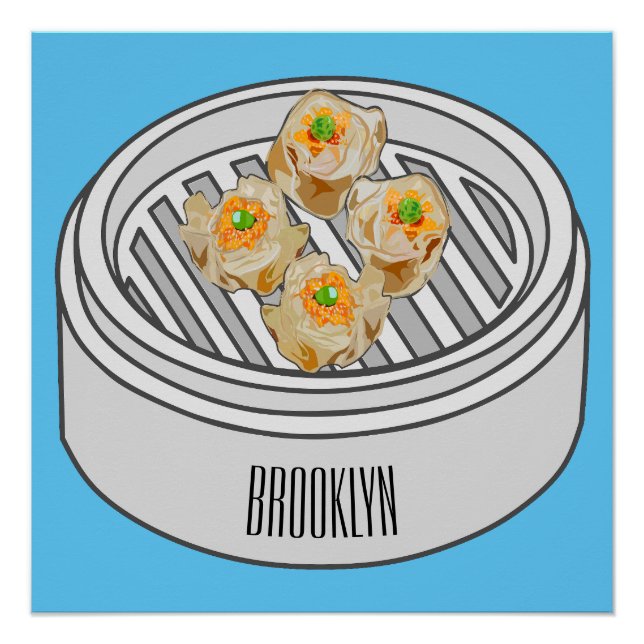 Shumai dim sum cartoon illustration poster (Front)