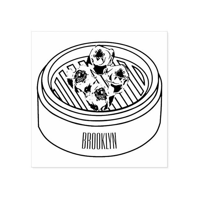 Shumai dim sum cartoon illustration rubber stamp (Imprint)