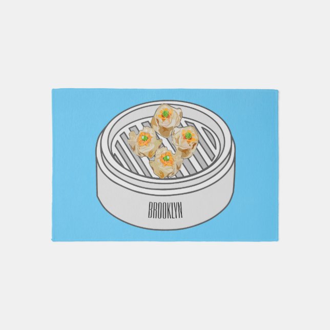 Shumai dim sum cartoon illustration rug (Front)