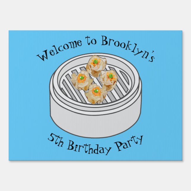 Shumai dim sum cartoon illustration sign (Front)