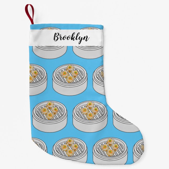 Shumai dim sum cartoon illustration small christmas stocking (Front)