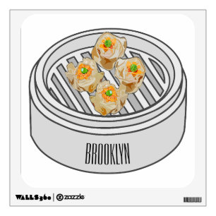 Shumai dim sum cartoon illustration wall decal