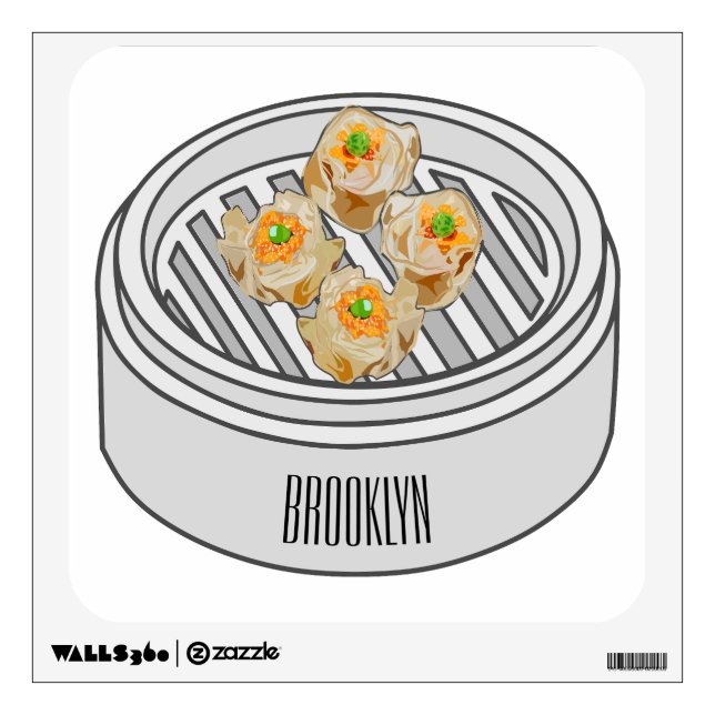 Shumai dim sum cartoon illustration wall decal (Front)