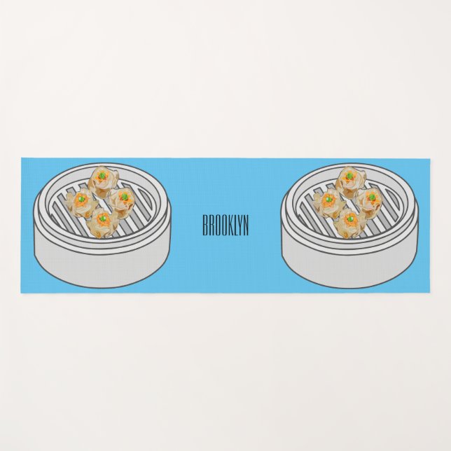 Shumai dim sum cartoon illustration yoga mat (Front (Horizontal))