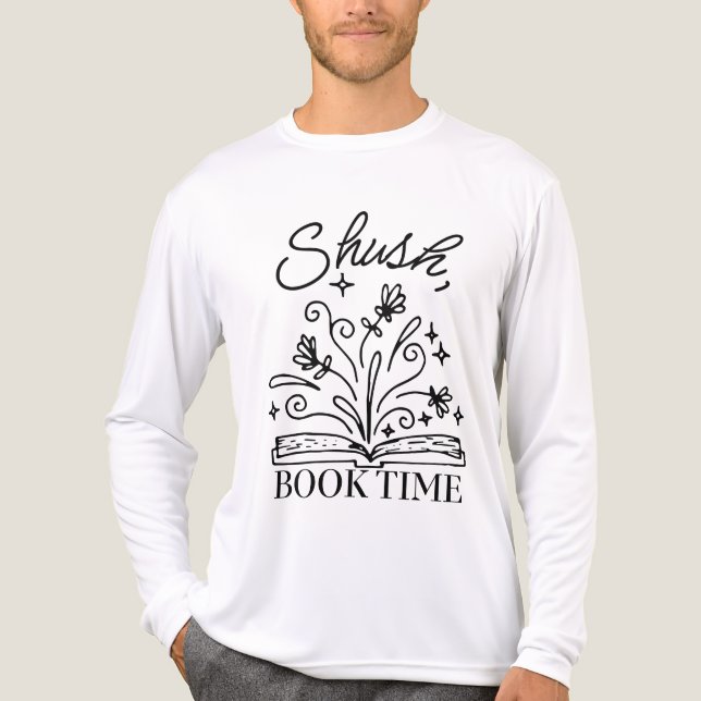 Shush, Book Time | Books Lover Tri-Blend Shirt (Front)
