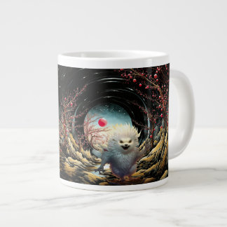 Shush It's me time, fantisy white hedgehog Giant Coffee Mug