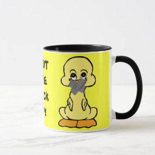 SHUT THE DUCK UP! yellow duck ringer ceramic mug