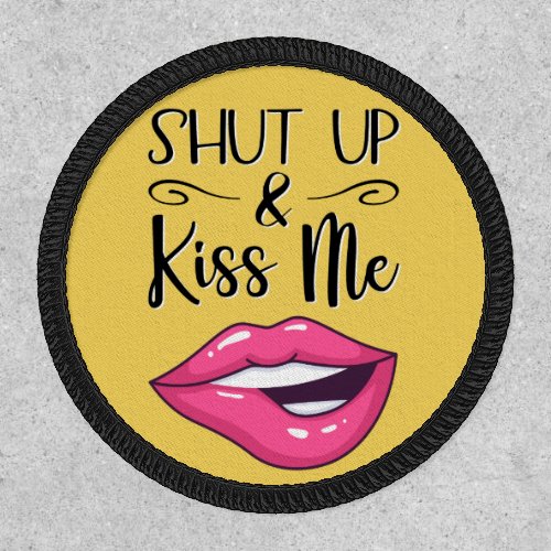 Shut up and kiss me pink cartoon lips patch