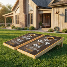 Shut Up and Pitch Rustic Wooden Custom Cornhole Se
