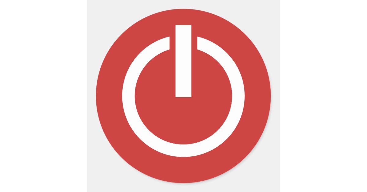 shutdown logo icon round power button stickers zazzle com usd