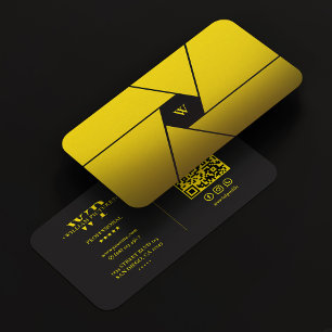Shutter Lens Photographer Modern Black Yellow Business Card