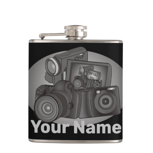 Shutterbug Cameras Personalized  Photographer Flask