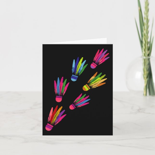 Shuttle Badminton Colorful Players Man Women  Card (Front)