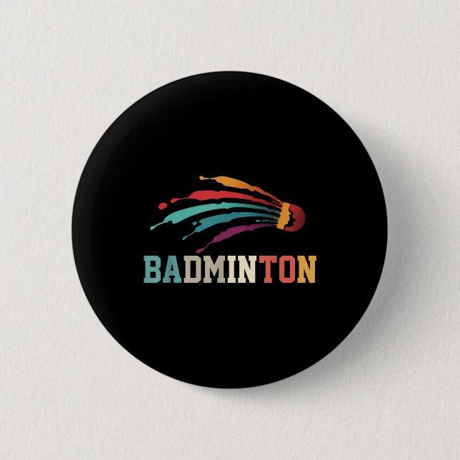 Shuttle Badminton Player Sports Racket Coach Team  Button (Front)