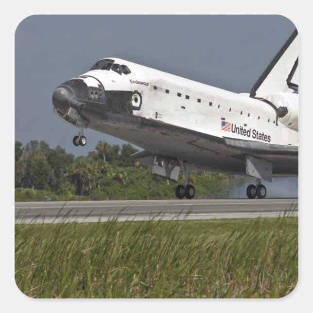 Shuttle Endeavour landing Kennedy Space Center Square Sticker (Front)