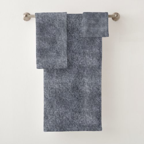 Shuttle Grey Denim Pattern Bath Towel Set