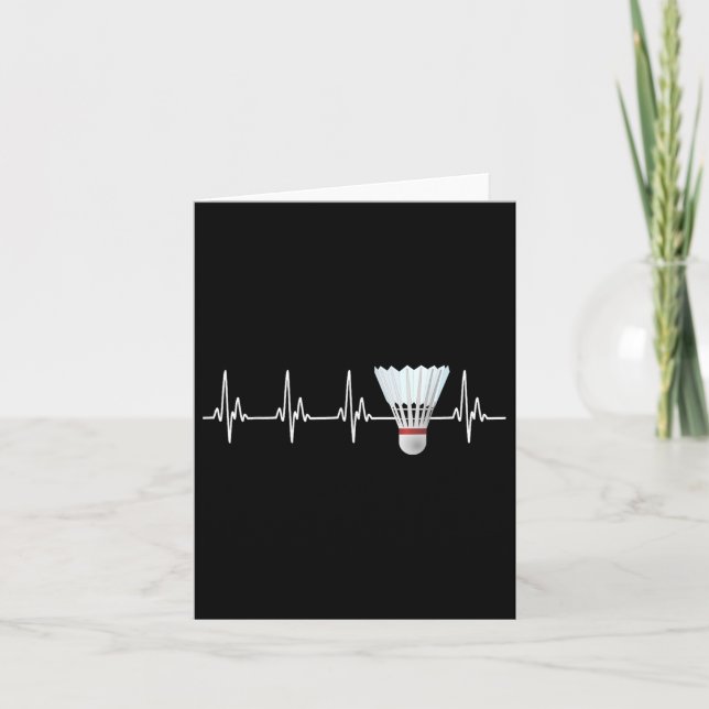 Shuttle Heartbeat Funny Badminton Player  Card (Front)