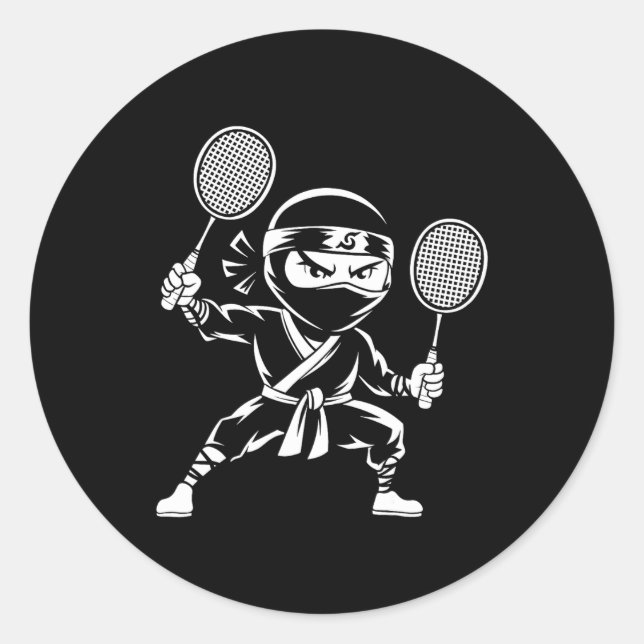 Shuttle Racquet Racket - Team Player Dminton Ninja Classic Round Sticker (Front)