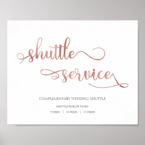 Shuttle service bus transport rose Wedding Sign