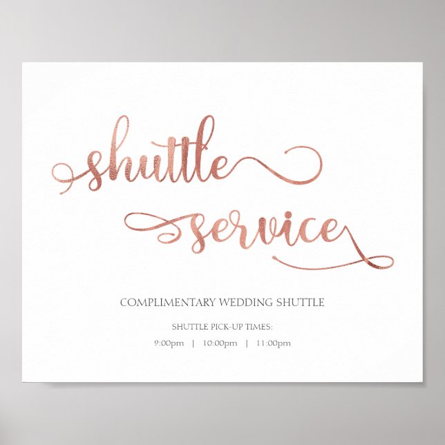Shuttle service, bus transport rose Wedding Sign (Front)