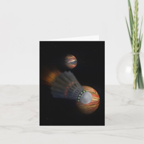 Shuttlecock and Planets Card