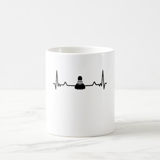 Shuttlecock Heartbeat Badminton Gift Mom Dad Coffee Mug (Center)
