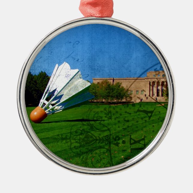 Shuttlecock on the Lawn Metal Ornament (Front)