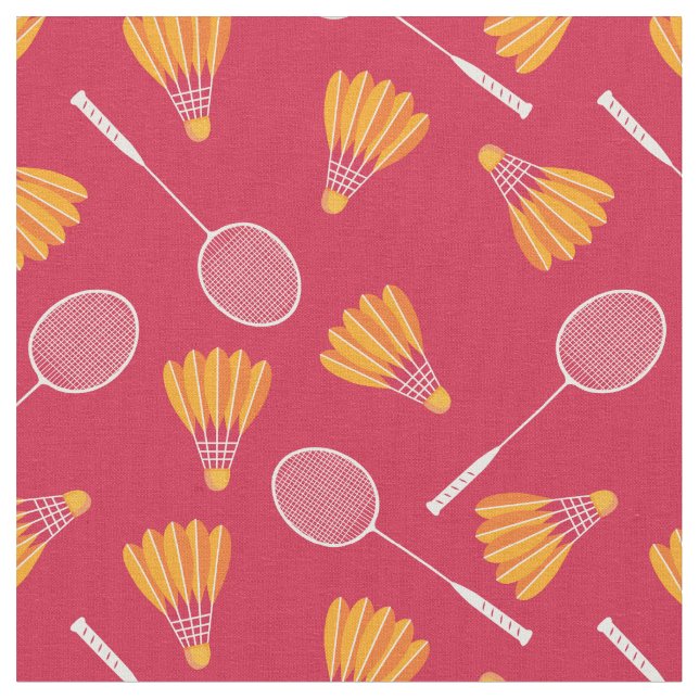 Shuttlecocks with badminton rackets - red fabric (Close Up)