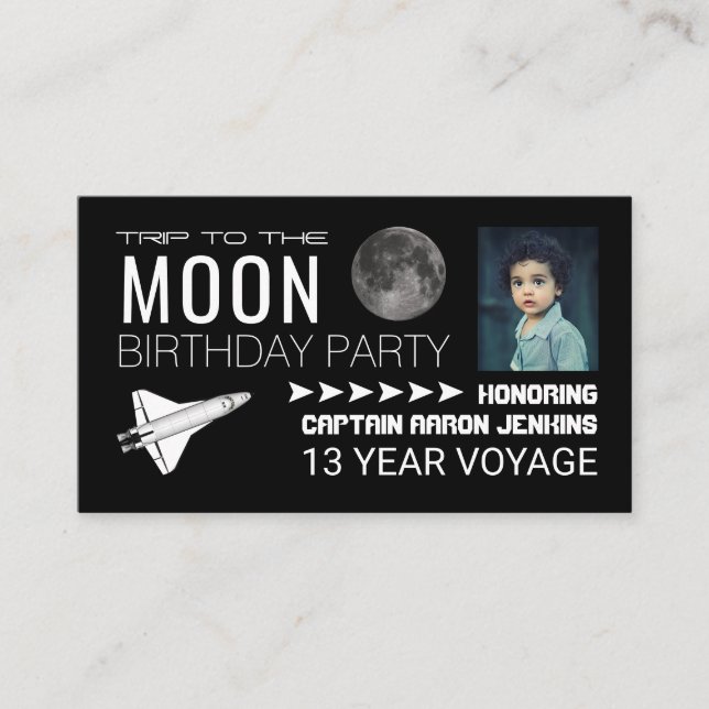 Shuttles Trip to the Moon, Birthday Party Ticket Enclosure Card (Front)