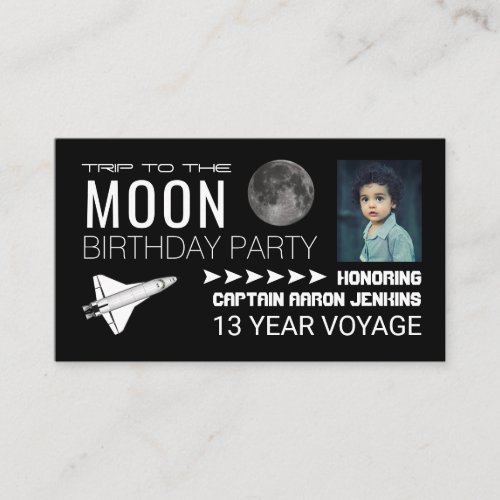 Shuttles Trip to the Moon Birthday Party Ticket Enclosure Card