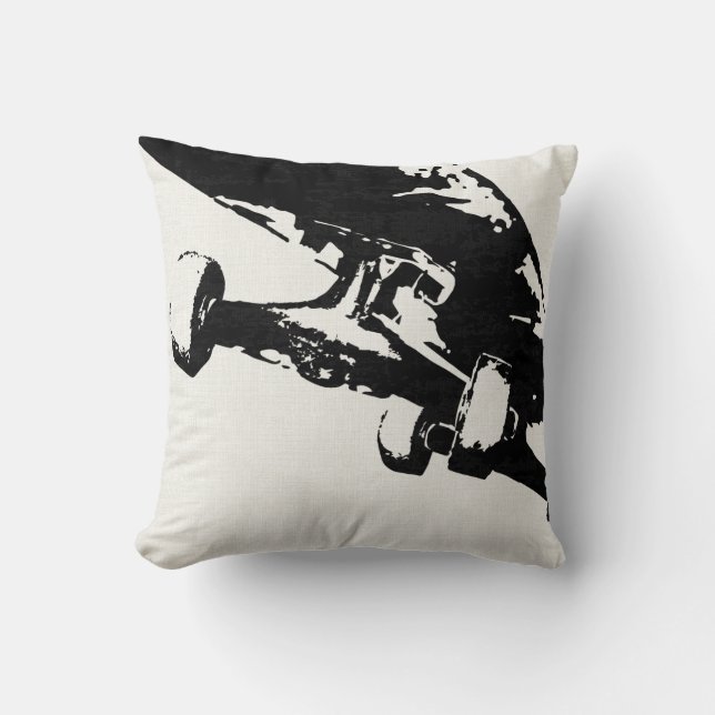 Shuvit Shove-It Black And White Skater Throw Pillow (Front)