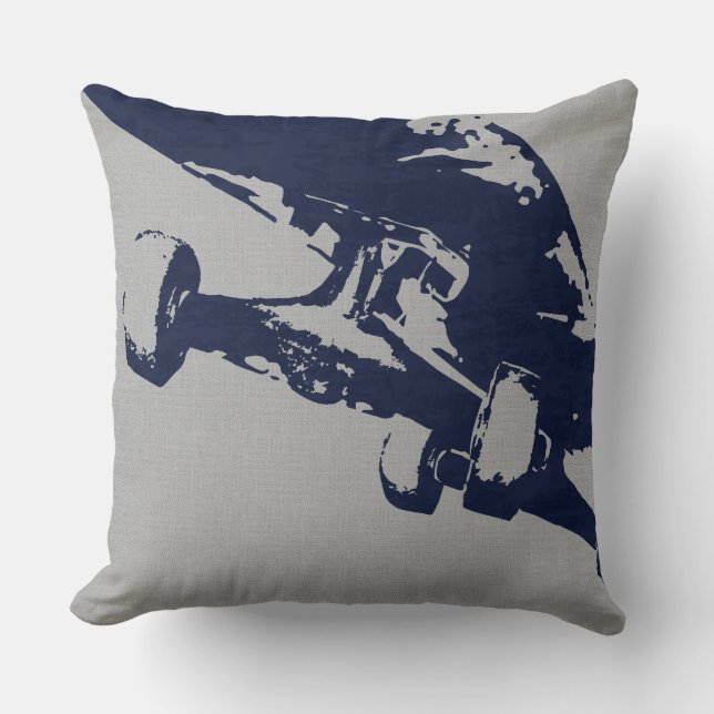 Shuvit Shove-It Skateboard Pillow Silver Navy (Front)