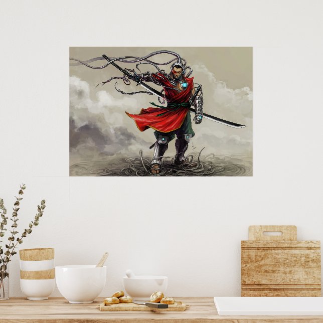 SHWANN: The Futuristic Samurai DJ Print | Zazzle