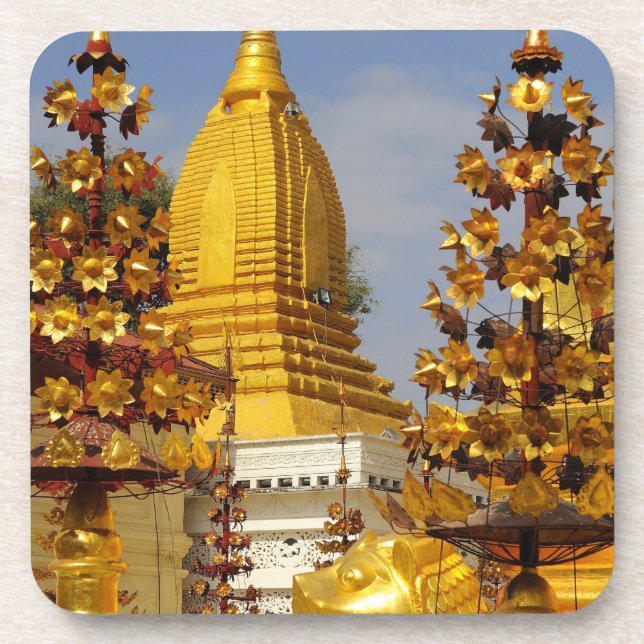 Shwe Zigon Pagoda complex in Bagan (Pagan), Beverage Coaster (Front)