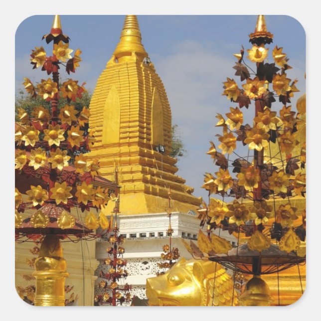Shwe Zigon Pagoda complex in Bagan (Pagan), Square Sticker (Front)