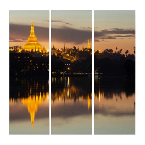 Shwedagon Pagoda Myanmar Yangon Triptych