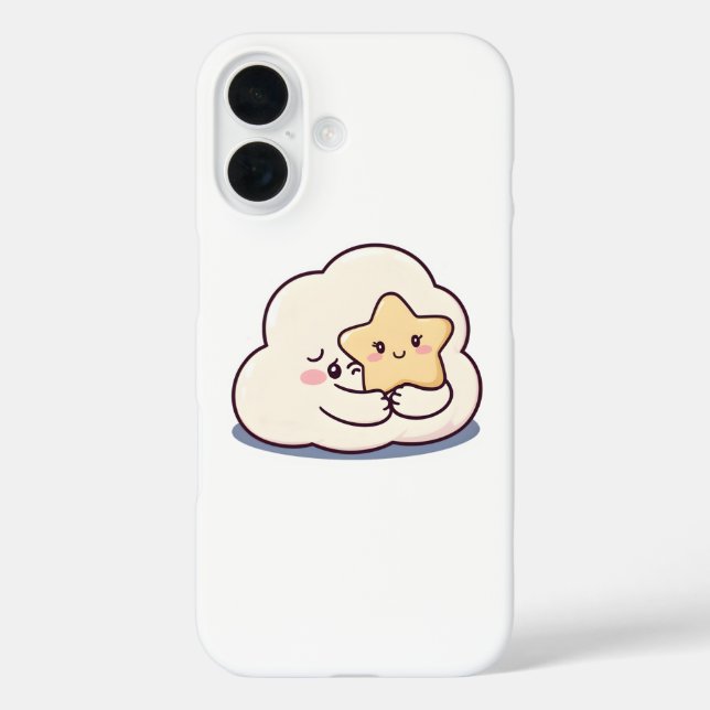 Shy Cloud Hugging a Star – Dreamy Cute Sky Charact Case-Mate iPhone Case (Back)