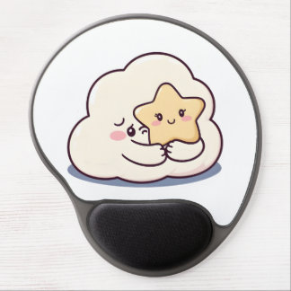 Shy Cloud Hugging a Star – Dreamy Cute Sky Charact Gel Mouse Pad