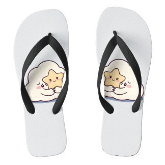 Shy Cloud Hugging a Star Flip Flops