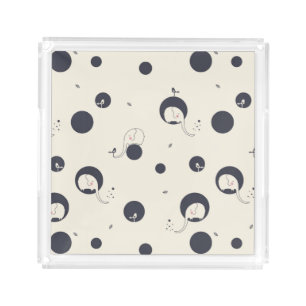Shy Elephant Pattern Acrylic Tray