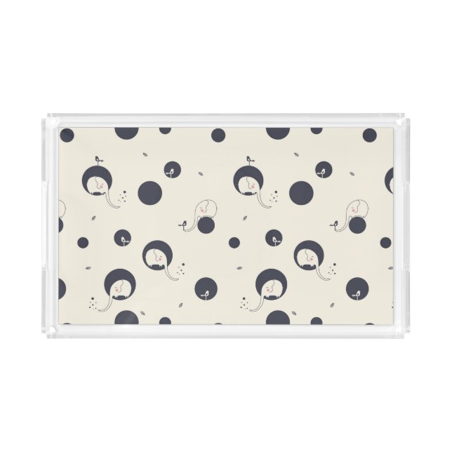 Shy Elephant Pattern Acrylic Tray (Front)
